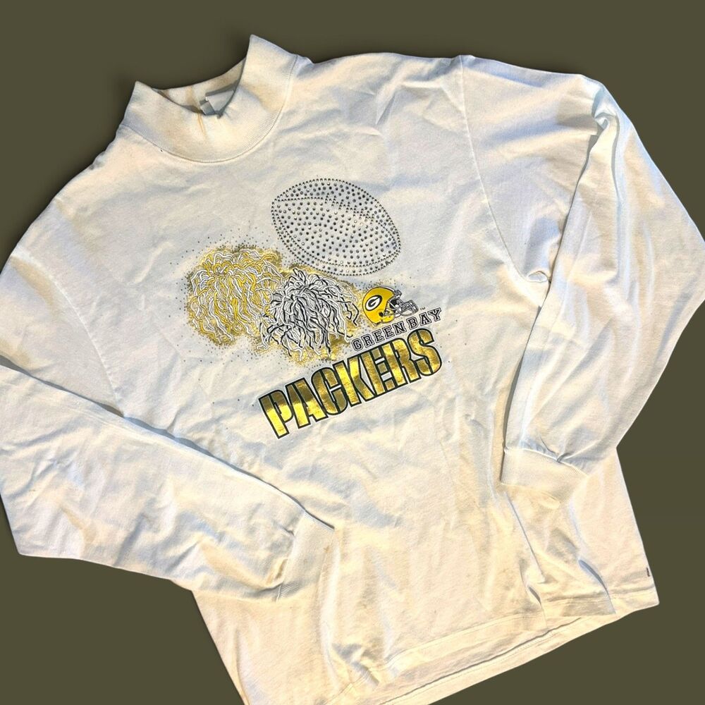 Vintage Green Bay Packers Rhinestone Sweatshirt Made USA 42 Jen Bling Football M
